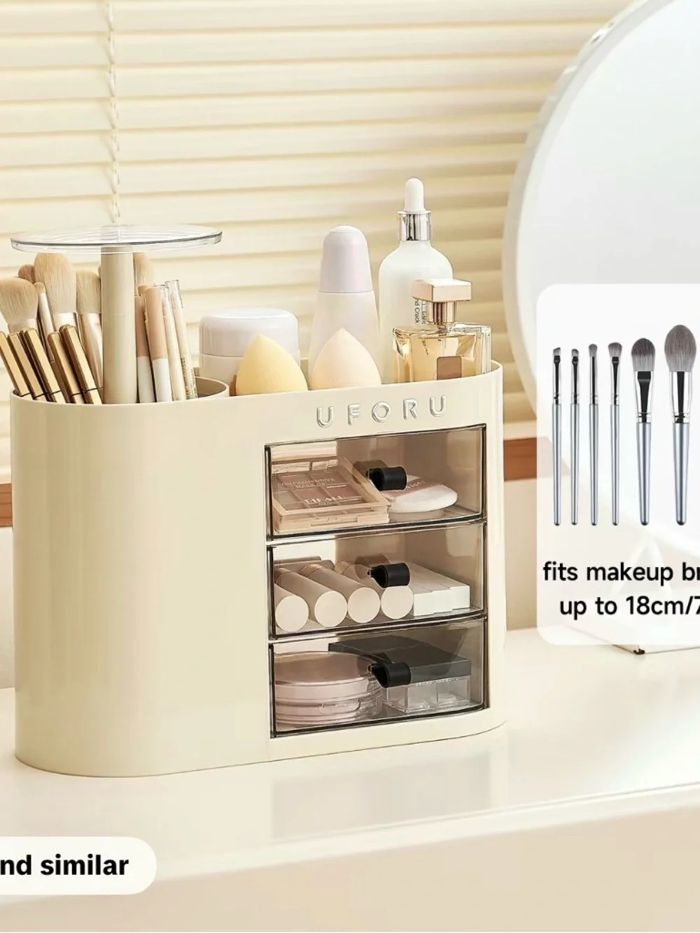 White Cosmetic Organizer with Clear Drawer Fronts